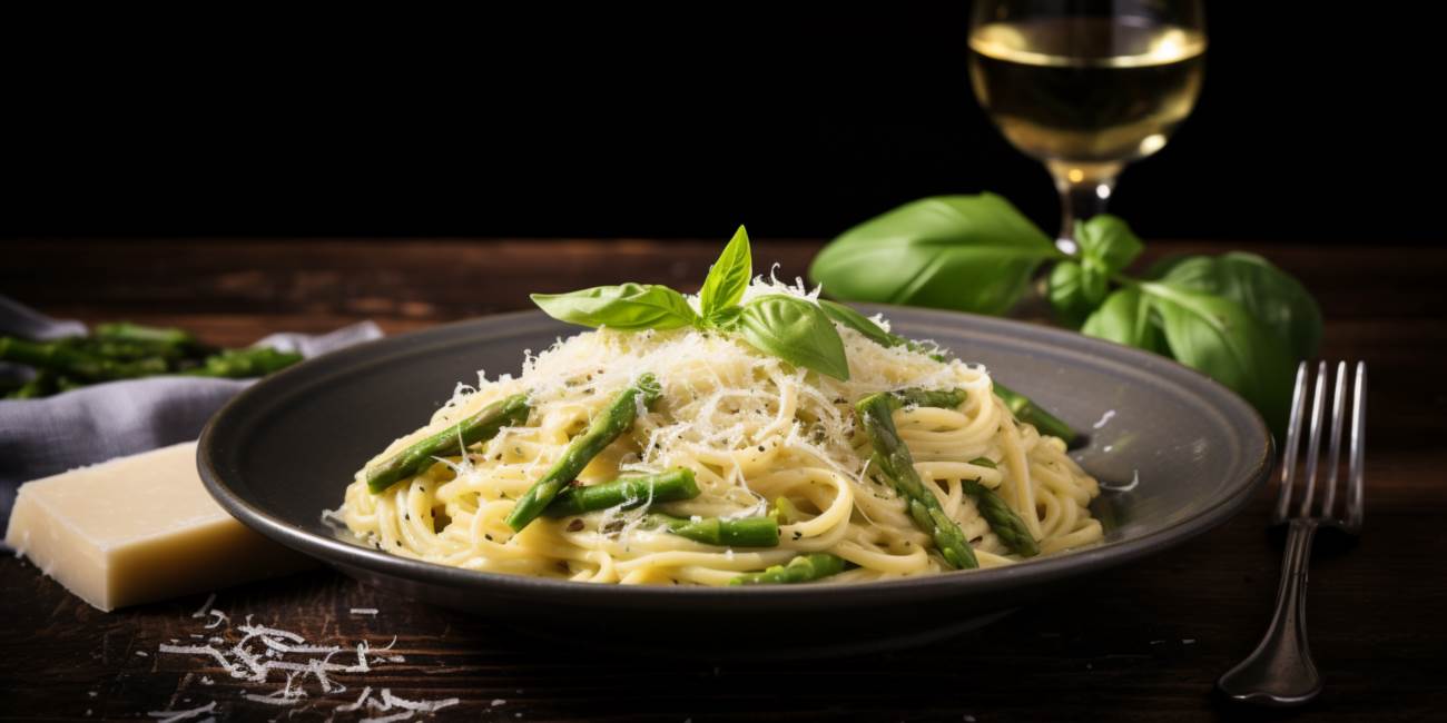 Die kunst der zubereitung von pasta asparagi