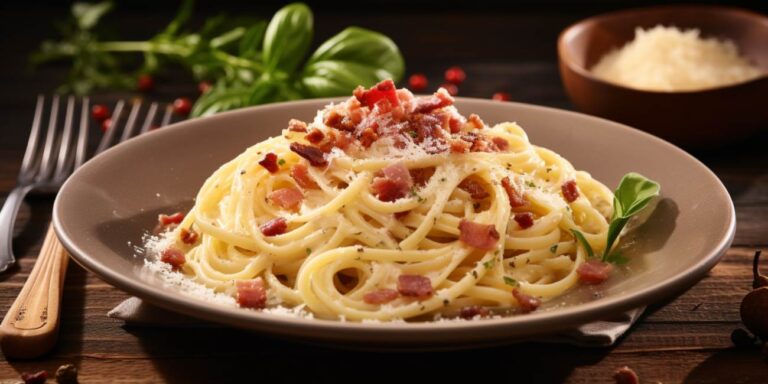 Pasta carbonara: ein klassiker der italienischen küche