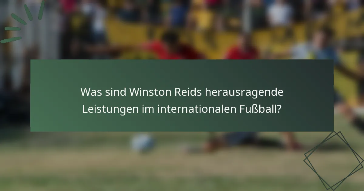 Was sind Winston Reids herausragende Leistungen im internationalen Fußball?