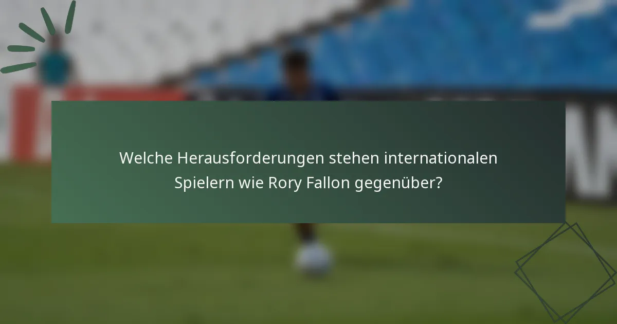 Welche Herausforderungen stehen internationalen Spielern wie Rory Fallon gegenüber?